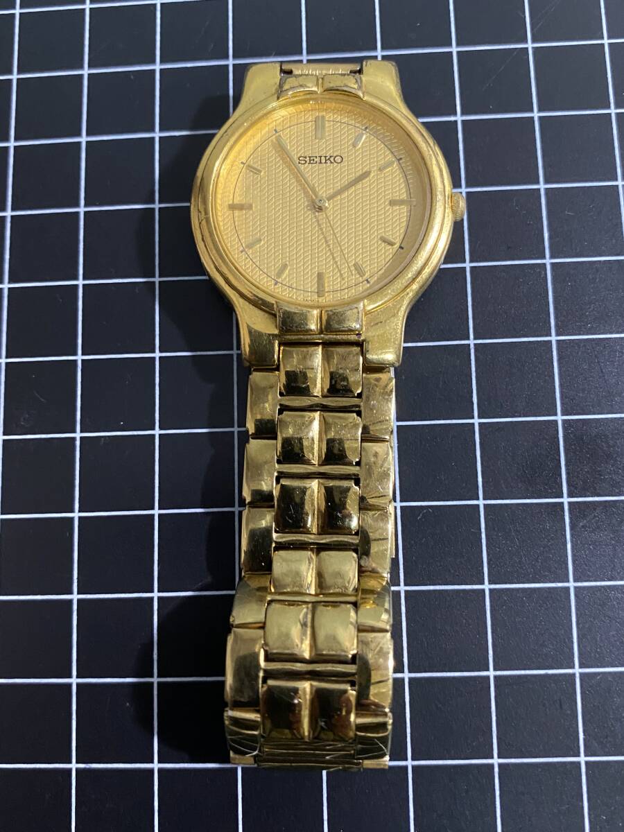 セイコー腕時計　中古稼働品　ゴールド系文字盤メタルベルト　3針　送料無料_画像9