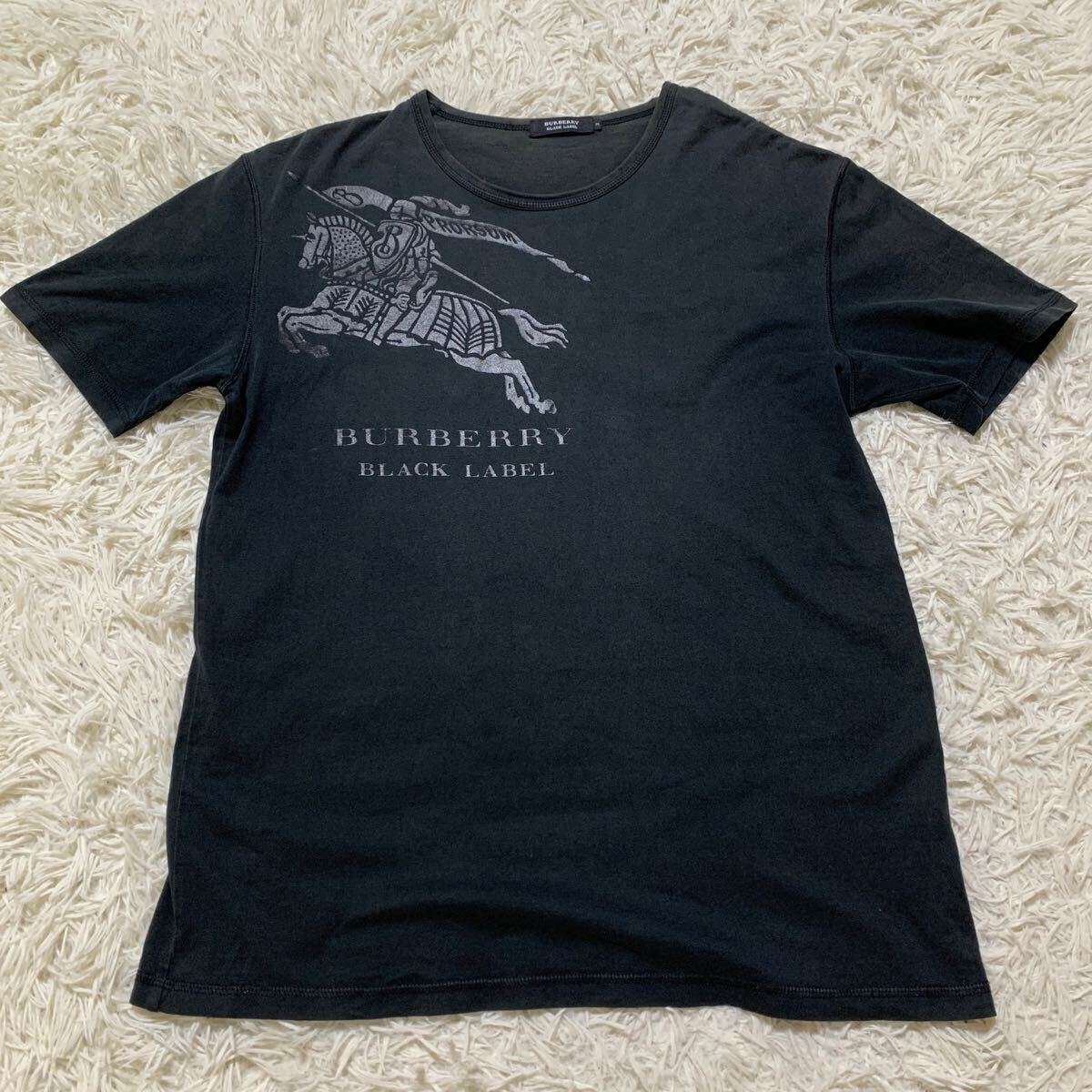 BURBERRYBLACK LABEL バーバリーブラックレーベル　Tシャツ 半袖 希少Lサイズ　ビッグロゴ　ブラック　_画像1