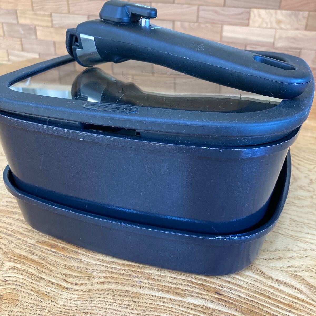 BoOh!gle (boogru) 6 point set used IH& gas fire correspondence four angle saucepan fry pan grill pan cover attaching handle . taking . non stick 