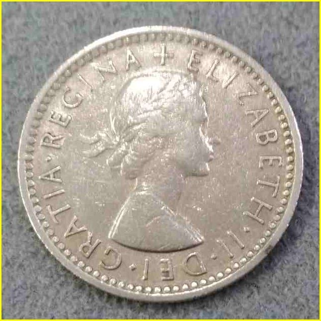 【イギリス 6ペンス 硬貨/1956年】 英国 ラッキー6ペンス/エリザベス2世/旧硬貨/コイン/古銭_画像4