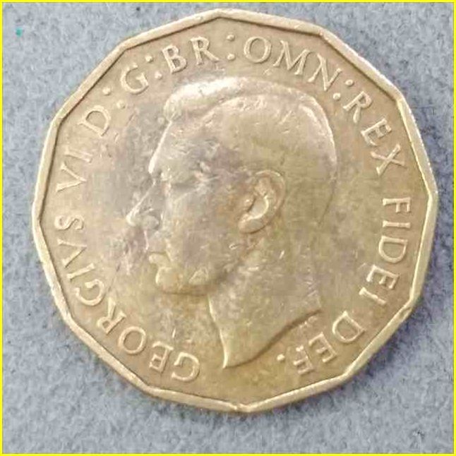 【イギリス 3ペンス 硬貨/1952年】 英国 THREE PENCE /ジョージ6世/旧硬貨/コイン/古銭_画像3