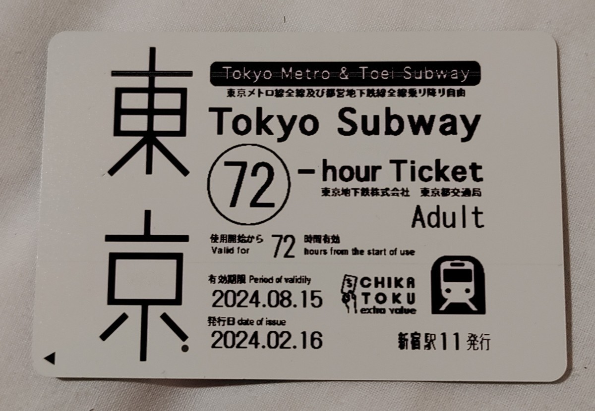 都営地下鉄 大江戸線都営地下鉄/メトロ全線乗り放題Tokyo subway Ticket　使用済み　コレクションにどうぞ_画像1