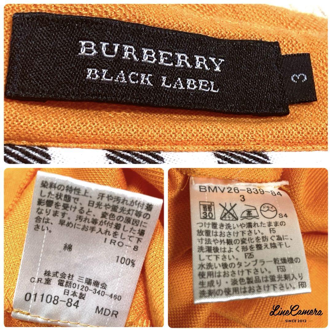 美品/希少色●BURBERRY BLACK LABEL バーバリーブラックレーベル メンズ ポロシャツ 半袖 オレンジ ホースロゴ シャドーチェック Lサイズ_画像10