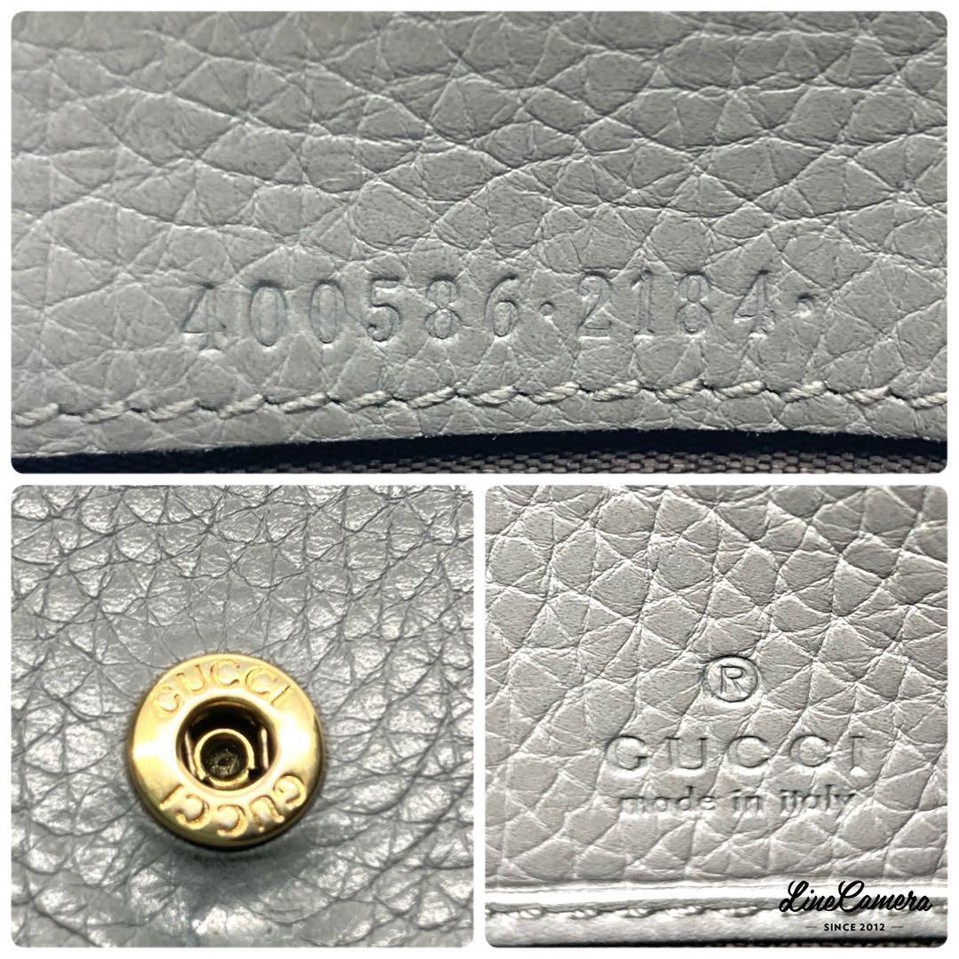 美品/人気デザイン●GUCCI グッチ メンズ レディース 長財布 折り財布 デカマーモント ビッグ GG レザー 本革 グレー 灰色_画像10