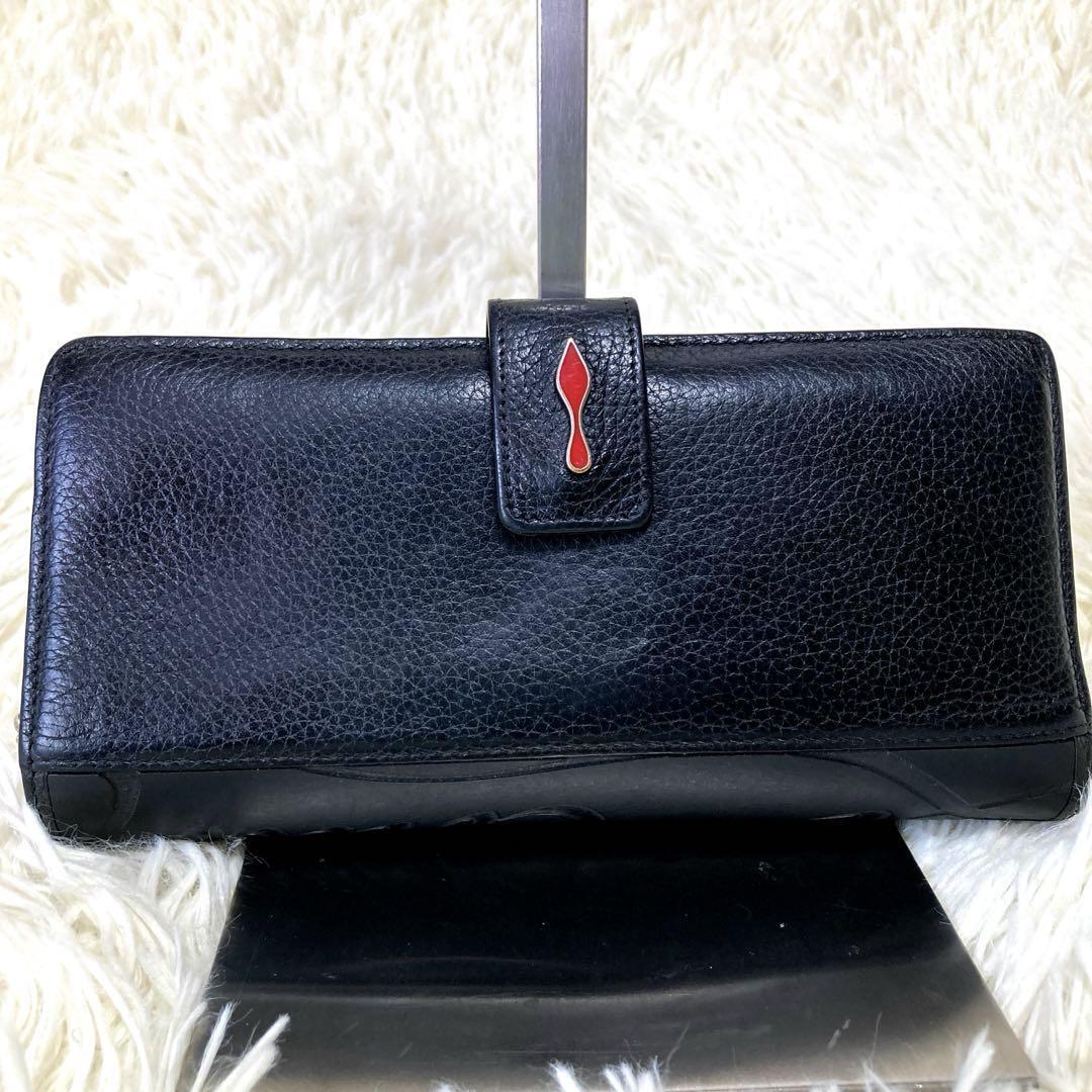 外観美品/人気デザイン●Christian Louboutin クリスチャンルブタン メンズ 長財布 スニーカーソール パロマ 黒 ブラック レザー×ラバー_画像2