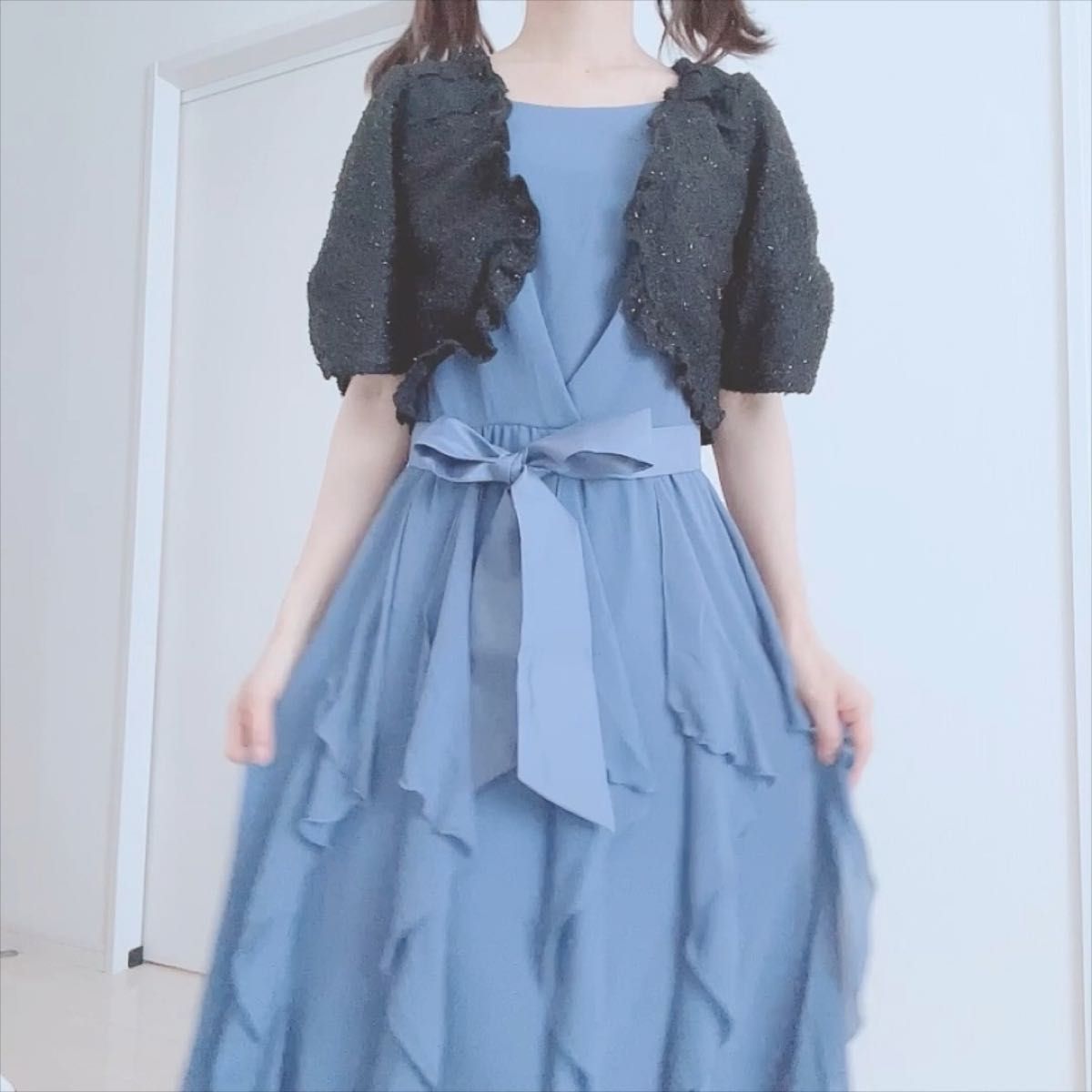 【新品】axes femme ラメシャギーPTボレロ (黒)アクシーズファム