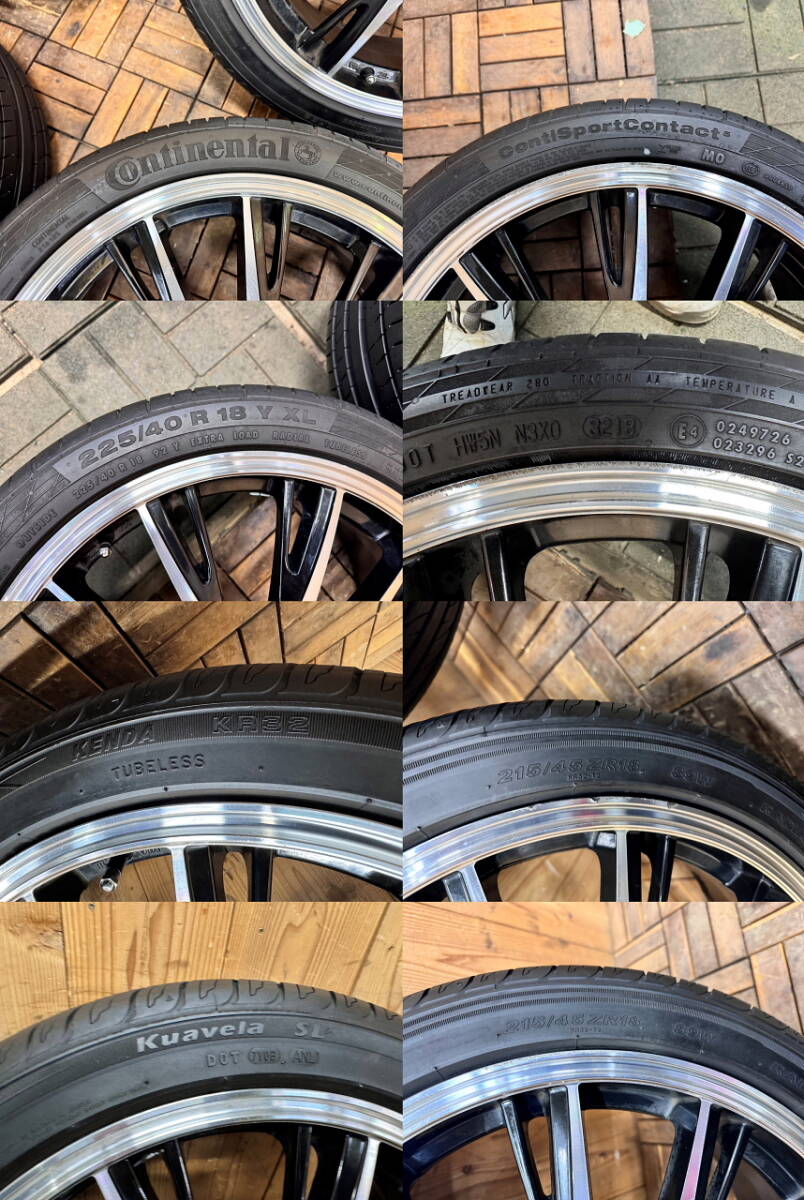 バリ山　ANHELO KLEITOS アルミホイールタイヤ付１８インチ７Ｊオフセット４２　225/40R18　215/45R18中古品　４本セットPCD114.3　５穴_画像8