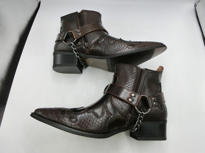 T[.4-19][100 size ] beautiful goods /Zeeno Gino fake leather dark brown western boots /ZE6001/ men's 26.0cm