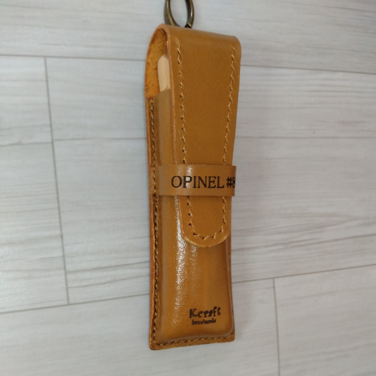 OPINEL NO8 オピネル　レザーケース　ハンドメイド　立体　手縫い　アウトドア　ナイフ　新作　タンニン鞣し革使用