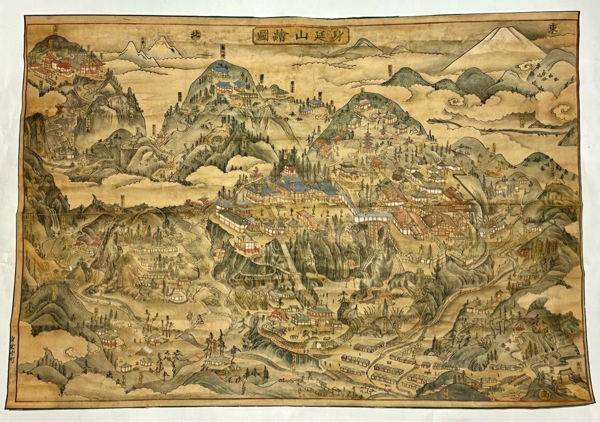 極彩色木版図「身延山絵図」1枚|日蓮宗 日蓮 古地図 和本 古典籍 極彩色木版図「身延山絵図」1枚|日蓮宗 日蓮 古地図 和本 古典籍