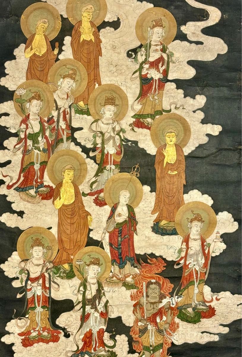 銀閣】仏教美術古佛画十三佛時代紙本旧家蔵出(MA676)|日本画 銀閣】仏教美術古佛画十三佛時代紙本旧家蔵出(MA676)|日本画