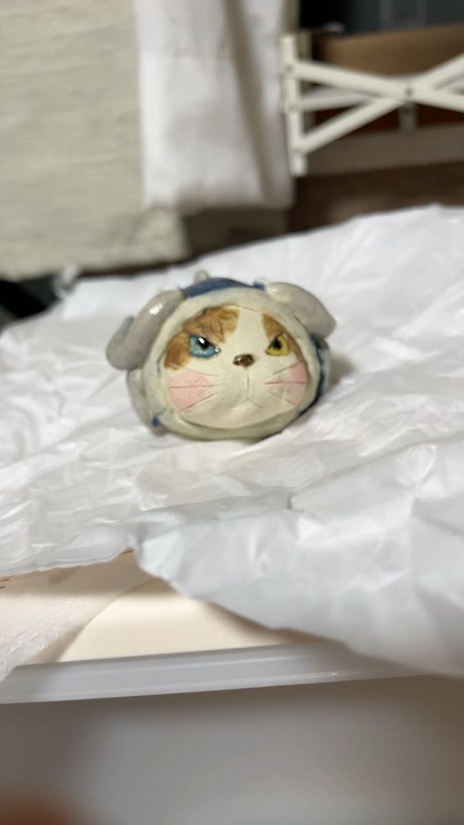 岡村洋子 作品 工房ねこども なまず 猫 ねこかぶり 置物 陶芸 