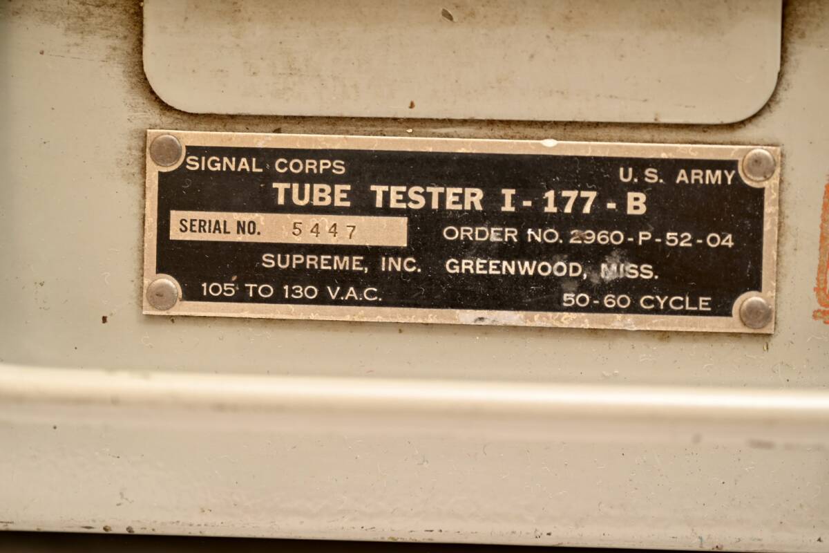 希少ヴィンテージ　TUBE TESTER 　 真空管試験機 TUBE TESTER I-177-B 　U.S.ARMY(米国陸軍信号隊)　動作確認済_画像9