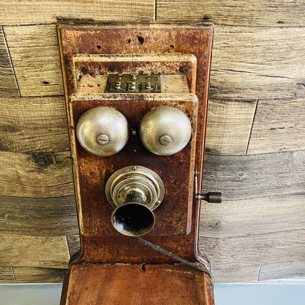  Showa Retro NEC Japan electro- confidence telephone . company Dell vi ru telephone machine 1955 year ornament telephone machine wooden board rotation bell antique Vintage 