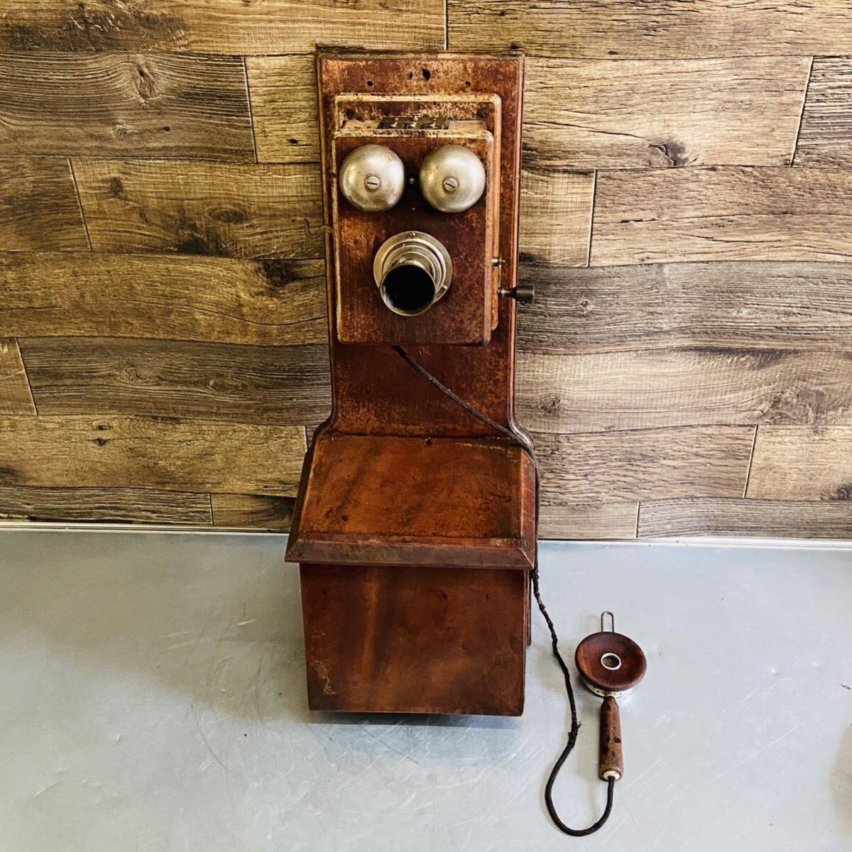  Showa Retro NEC Япония электро- доверие телефон . фирма Dell vi ru телефонный аппарат 1955 год орнамент телефонный аппарат из дерева панель вращение bell античный Vintage 