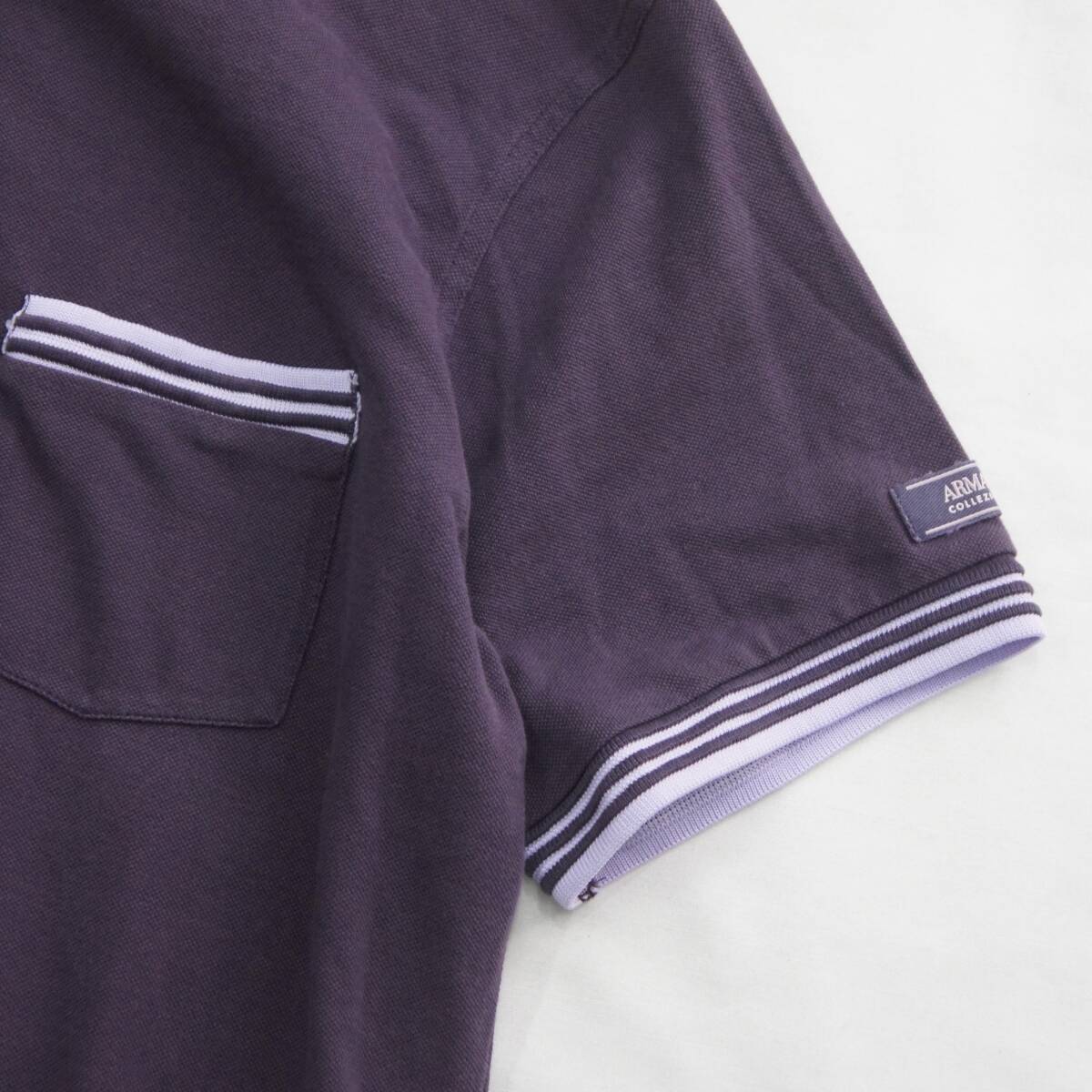 ARMANI COLLEZIONI Armani koretsio-nibai color polo-shirt Bi-Color Polo Shirt purple 