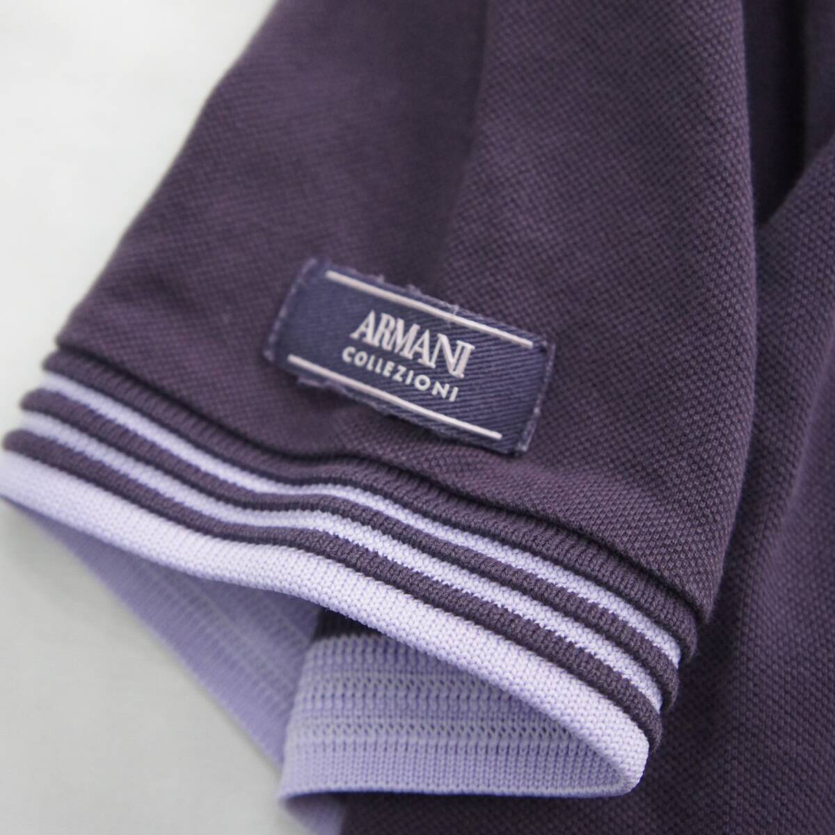 ARMANI COLLEZIONI Armani koretsio-nibai color polo-shirt Bi-Color Polo Shirt purple 