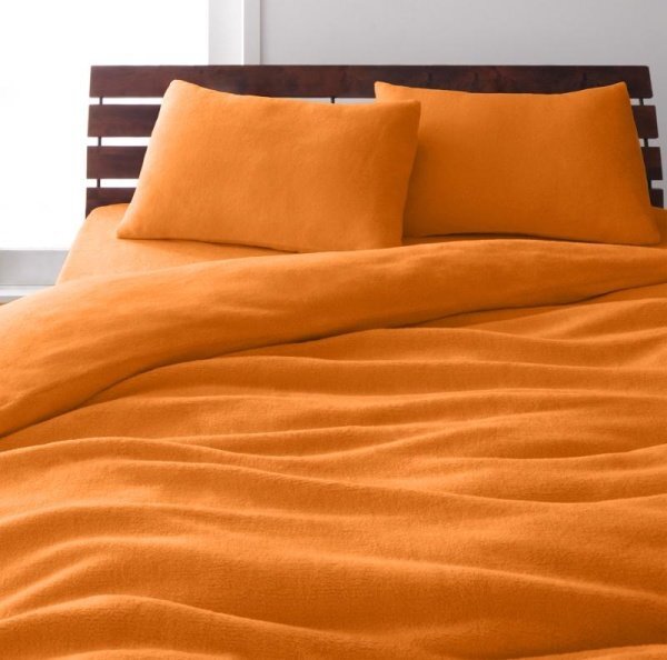 マイクロファイバー 枕カバー(ピローケース)の同色２枚セット 43x63cm 色-サニーオレンジ/ 洗える_画像1