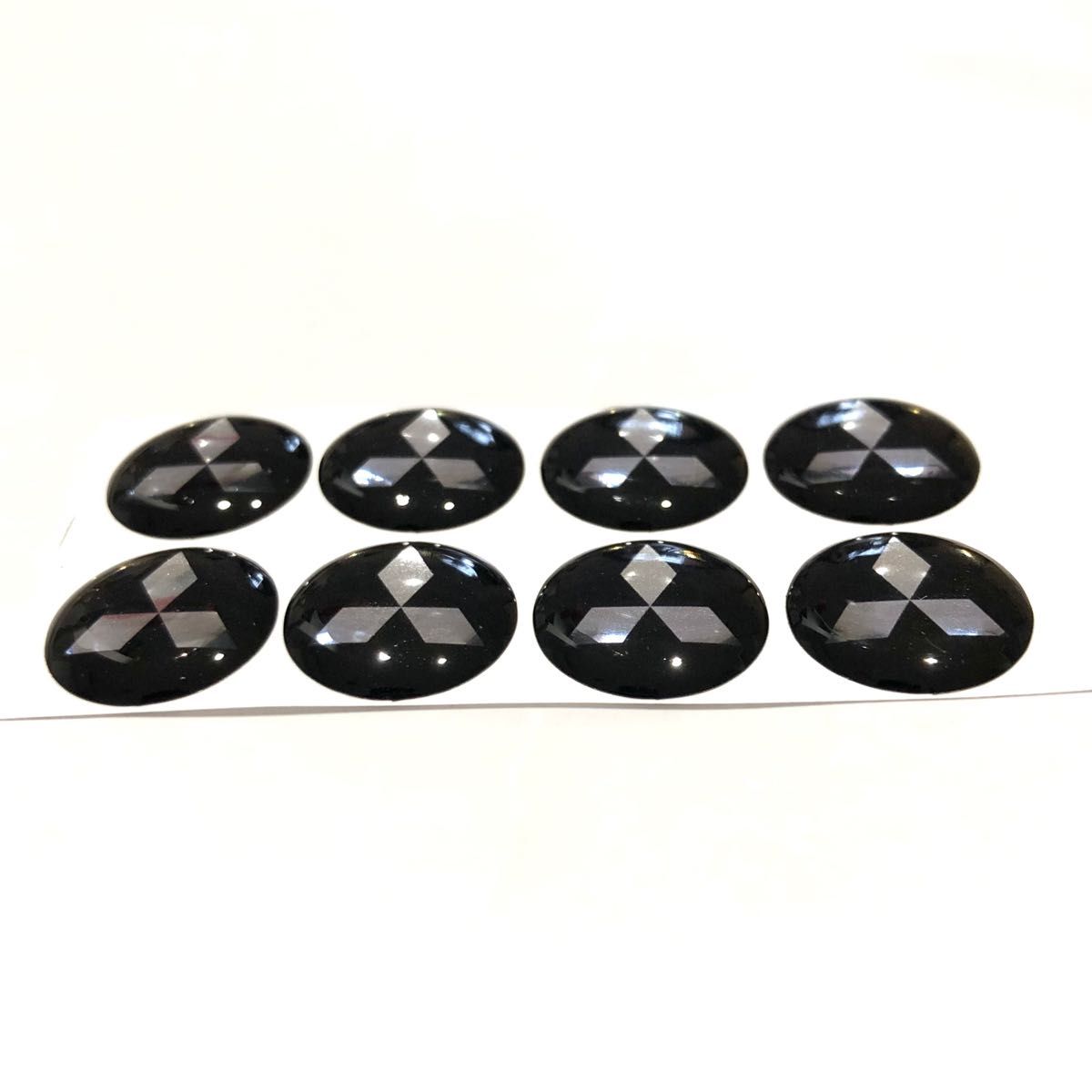 ミツビシ エンブレム 3Dシール ８個 ブラック　エポキシ樹脂製 三菱 ランサー デリカ EKワゴン ミツビシエンブレム ホイール