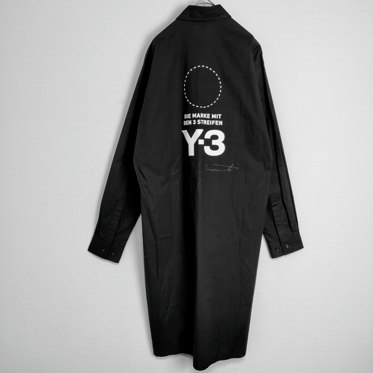 人気デザイン】Y-3 ワイスリー バックロゴ付ロングシャツ 黒 L 人気デザイン】Y-3 ワイスリー バックロゴ付ロングシャツ 黒 L