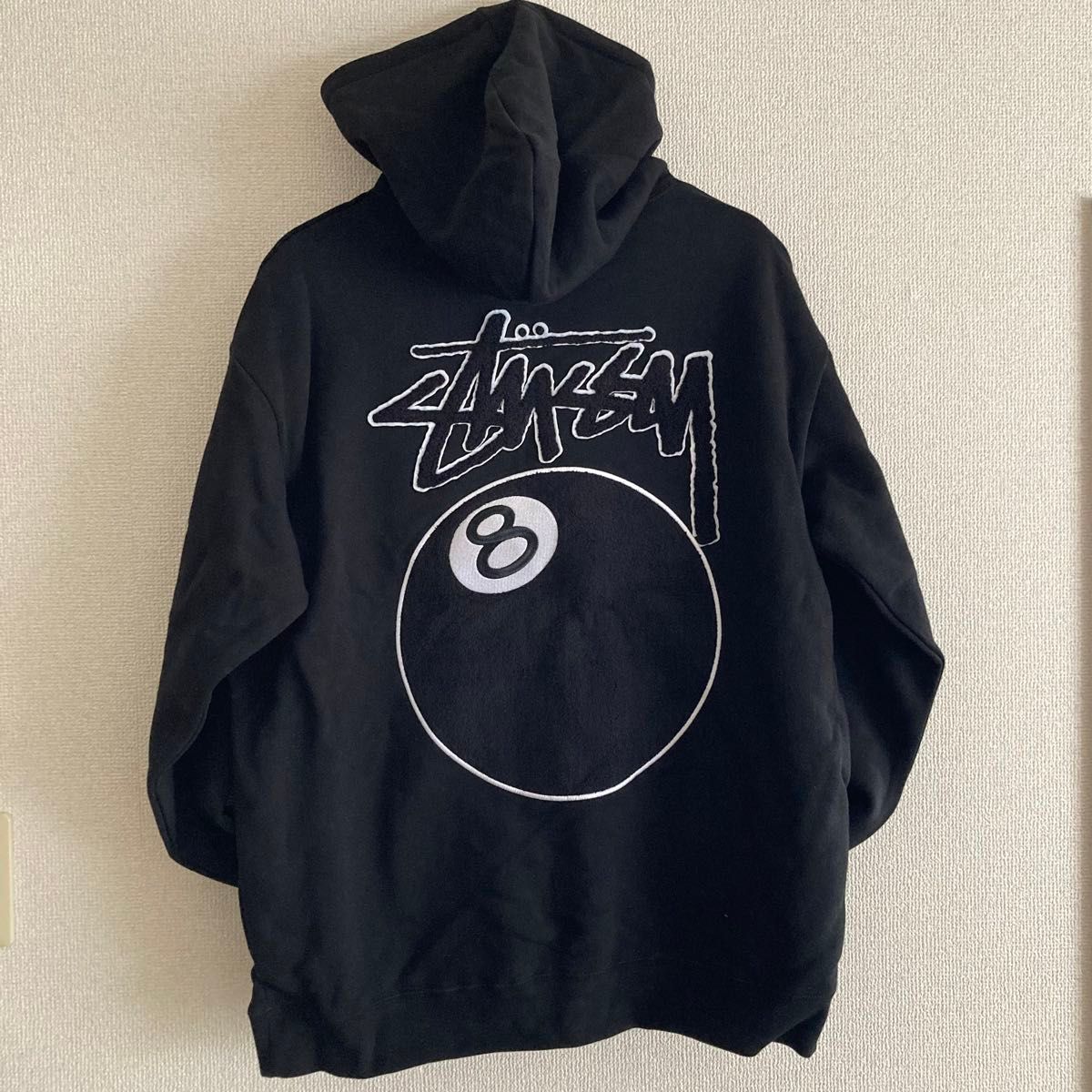 【海外限定】L STUSSY 8ball Chenille パーカー ブラック ステューシー Black