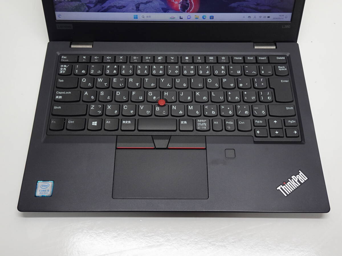 Lenovo ThinkPad L380 第8世代 Core i5 8250U メモリ8GB SSD256GB Win11 MS-Office 13.3インチ USB-C Bluetooth Webカメラ 管FB-505_画像2