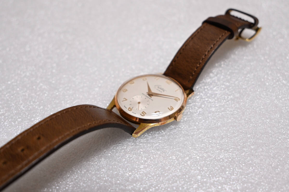 【デッドストック・オーバーホール済】1960s スイス ビンテージ腕時計 手巻き 34mm 金張り_画像8
