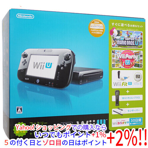 【中古】任天堂 Wii U ファミリープレミアムセット + Wii Fit U kuro 元箱あり [管理:1350009752]_画像1
