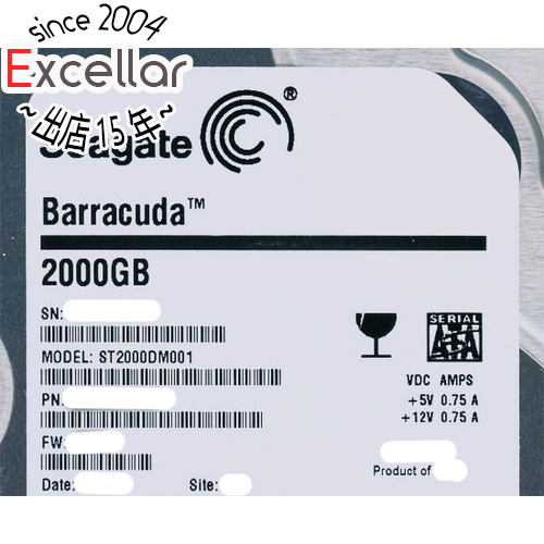 【中古】SEAGATE製HDD ST2000DM001 2TB SATA600 7200 58000～59000時間以内 [管理:1050023507]_画像1