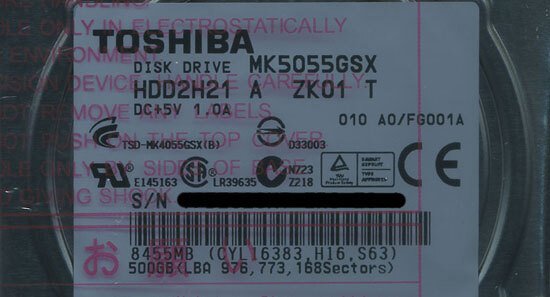 TOSHIBA(東芝) ノート用HDD 2.5inch MK5055GSX 500GB [管理:20345929]_画像2