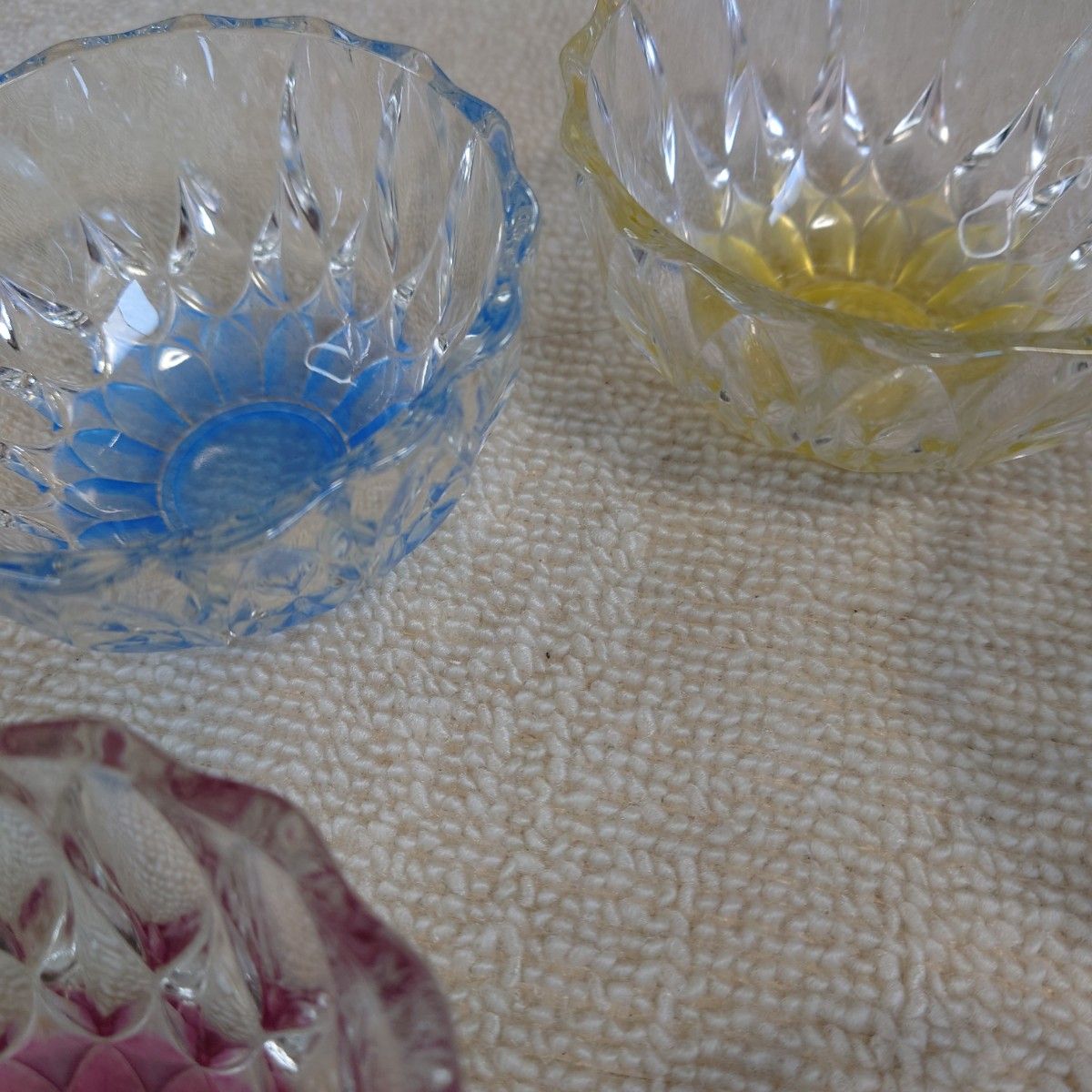 レトロ★カラーガラス小鉢5セット 昭和レトロ ガラス皿 デザート皿