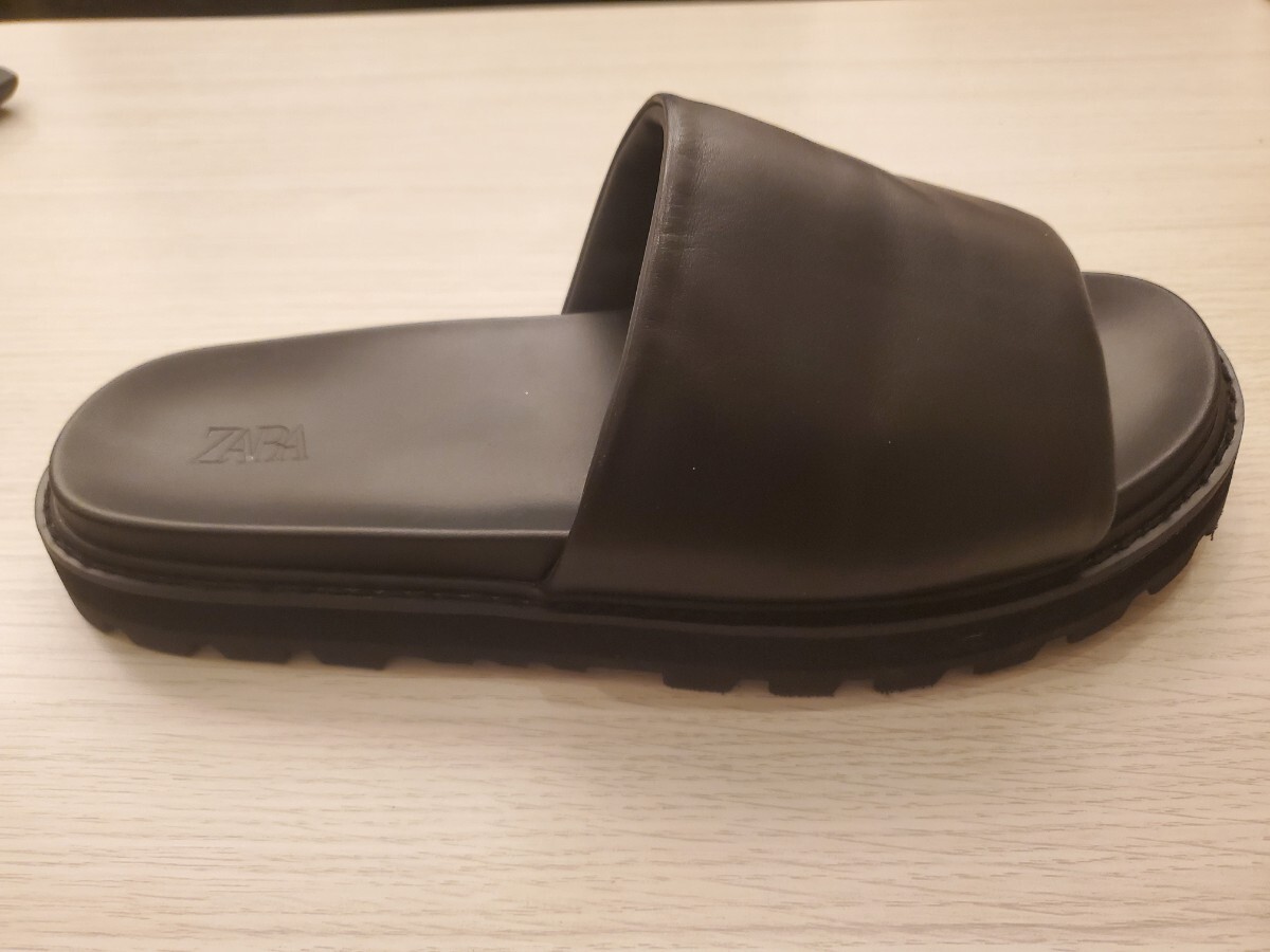 中古 Zara ザラ VIBRAM ビブラム レザー スライドサンダル 41 26.4cm 着用1回_画像6