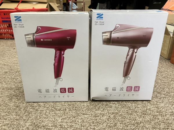 【D22】Zenken ゼンケン 電磁波低減ヘアドライヤー ZD-1000R(レッド)・ ZD-1000P (ピンク)　セット_画像1