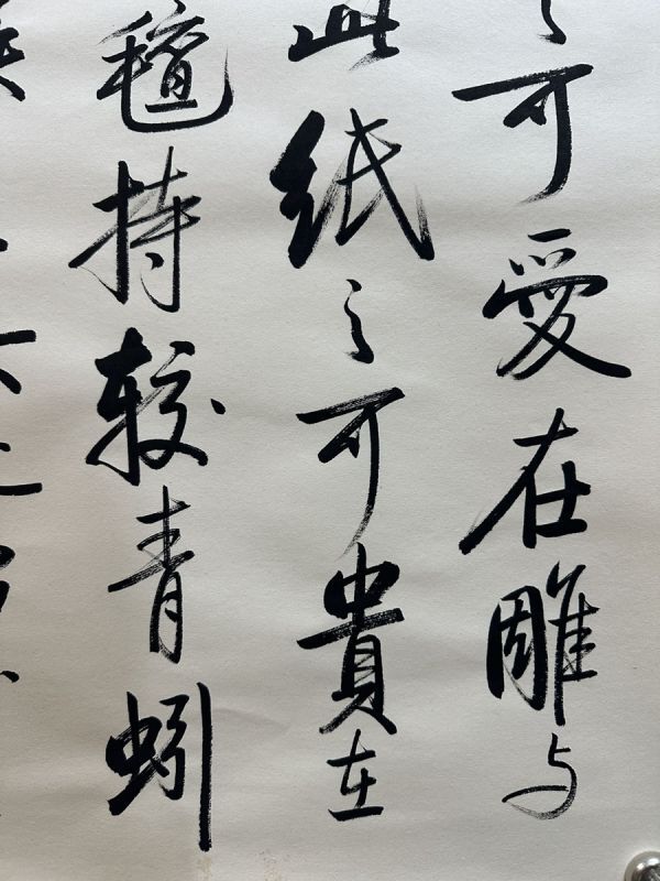 「啓功書 書法鏡心」近代書家 肉筆紙本 真作【仁】掛け軸 書画立軸 巻き物 中国書画 蔵出 畫芯約59×60cm_画像6