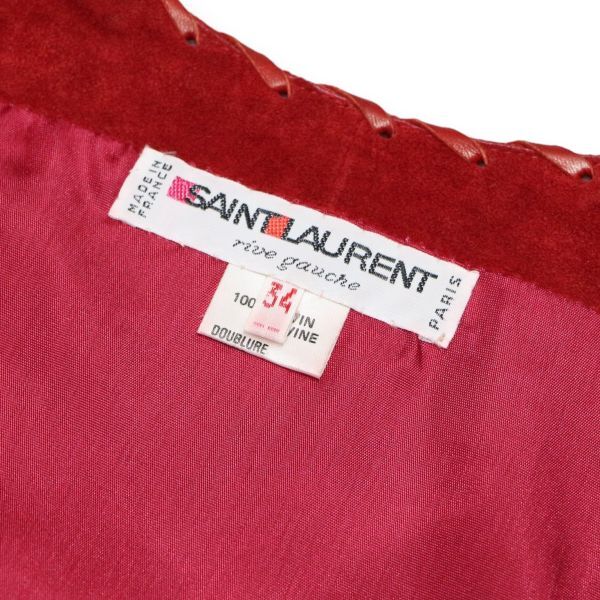 良品 超レア◆ Vintage SAINT LAURENT rive gauche イブサンローラン リヴゴーシュ スエード レザー ベスト ノースリーブ トップス 正規品_画像7