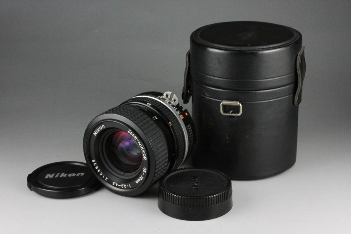 実写テスト済み Nikon ニコン Ai-S Zoom NIKKOR 35-70mm F3.3-4.5 革ケース付き ズームレンズ #41の画像1
