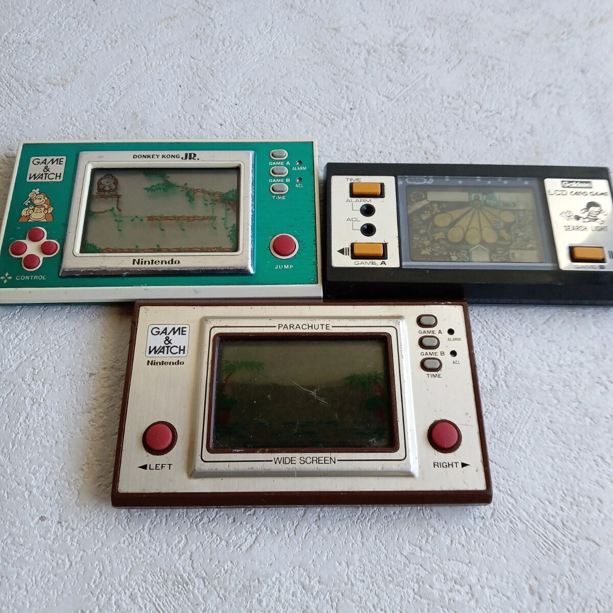 昭和レトロ GAME＆WATCH ゲームウォッチ Gakken ミニゲーム機 任天堂 パラシュート ドンキーコング サーチライト まとめて セット_画像1