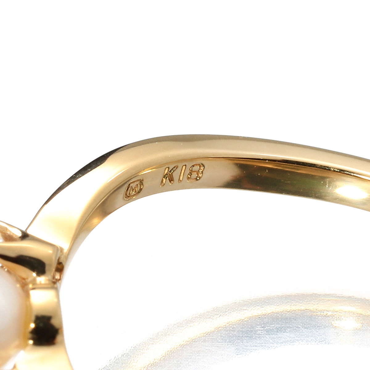ミキモト カーブデザイン パールリング 指輪 アコヤ真珠 4.10mm ダイヤモンド K18 9号 MIKIMOTO 中古 プレラブド 返品OK『5％OFFクーポン対_画像3