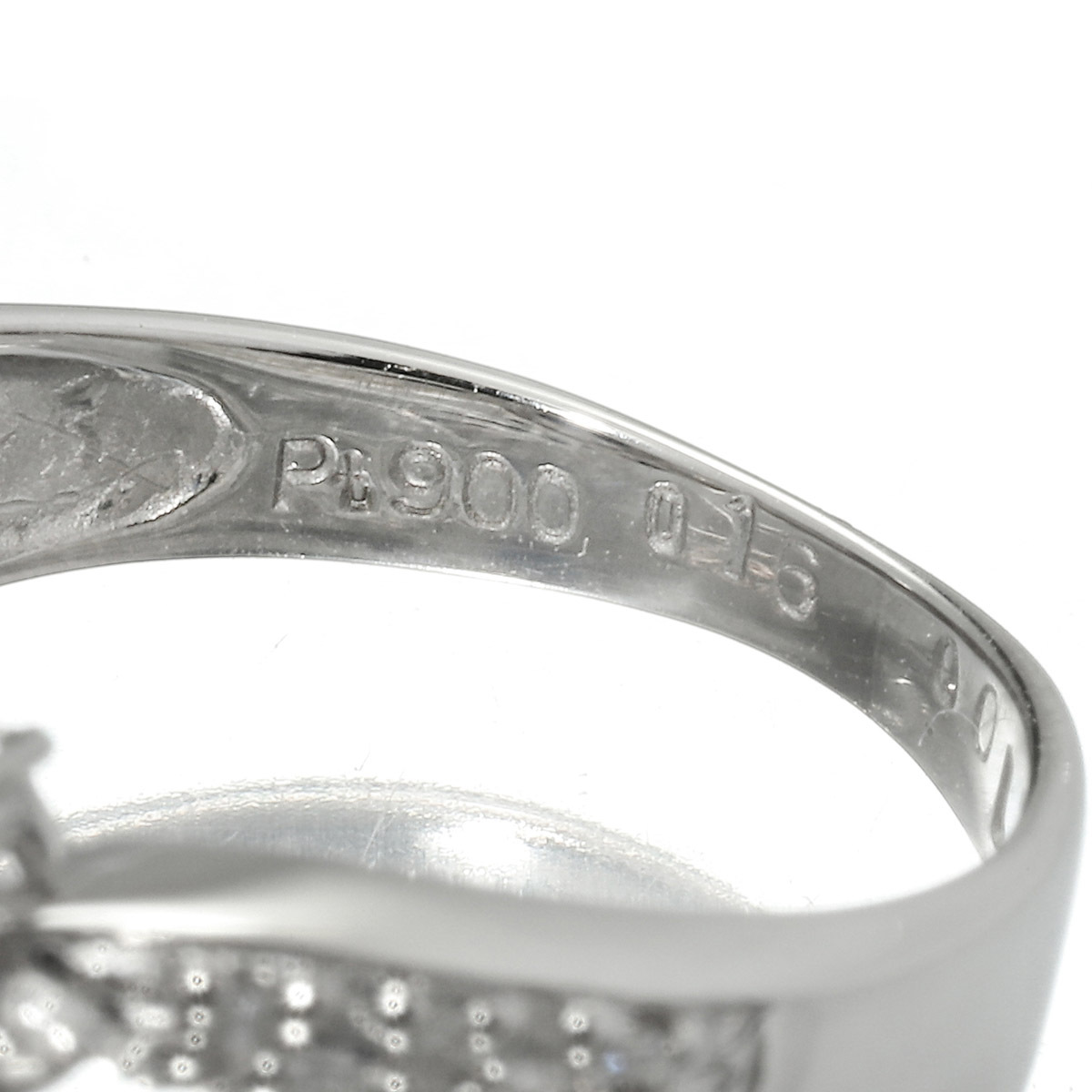 クラシカルデザイン ピンキーリング 指輪 サファイア 1ct ダイヤモンド Pt900 5号 中古 プレラブド 返品OK『5％OFFクーポン対象』_画像3