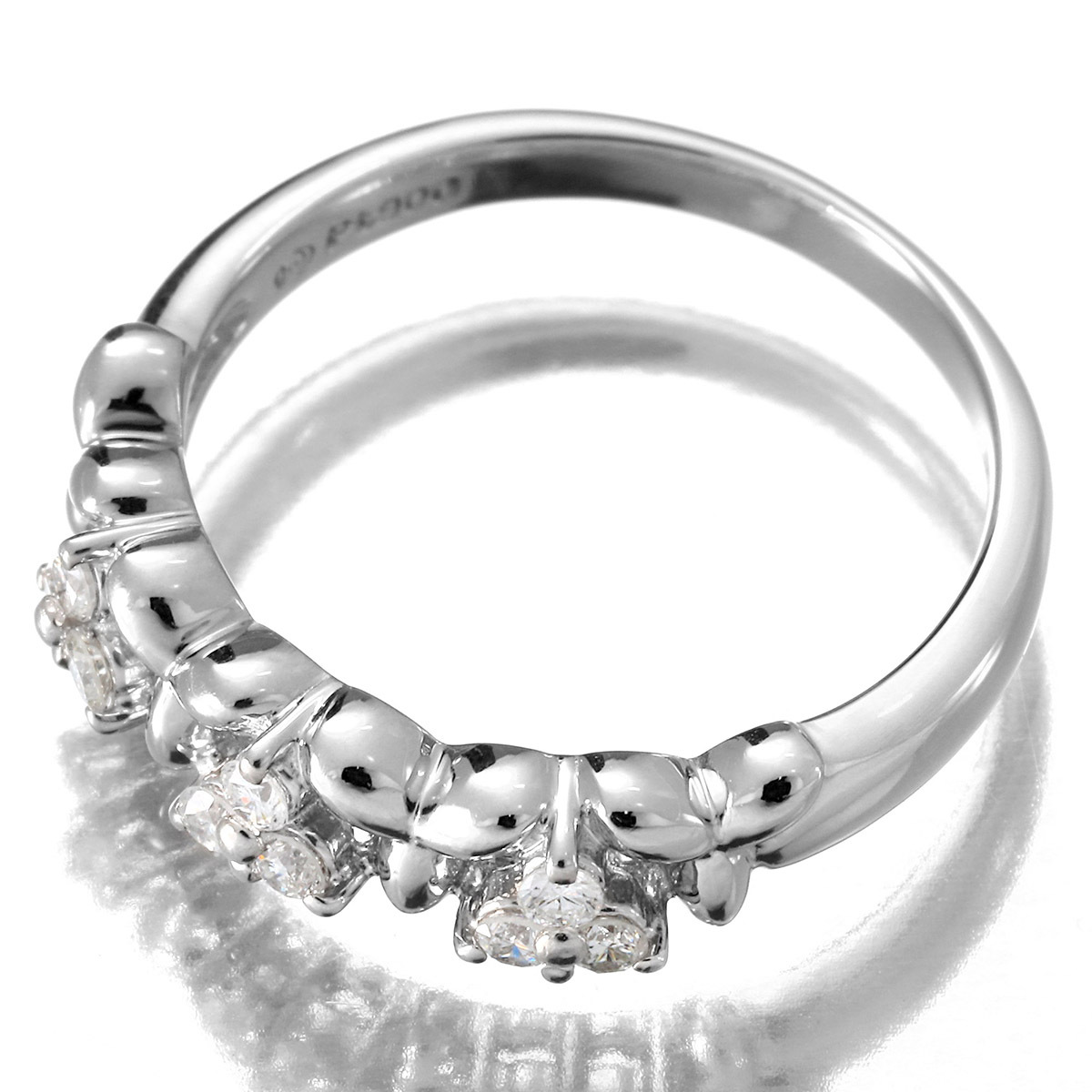 タサキ 立爪デザインリング 9P 指輪 ダイヤモンド Pt900 10号 TASAKI 中古 プレラブド 返品OK『5％OFFクーポン対象 』_画像2