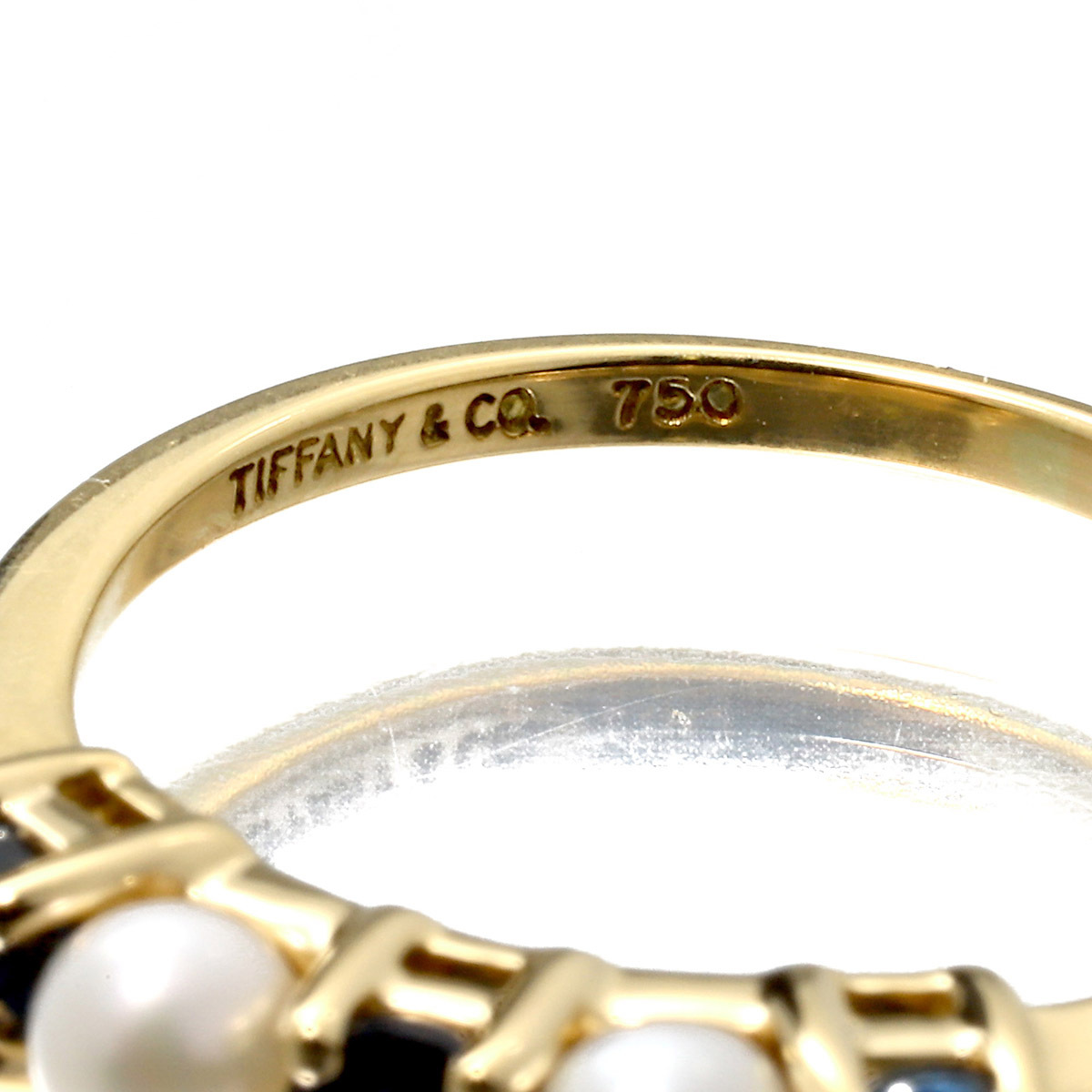 ティファニー 立爪リング 指輪 サファイア アコヤ真珠 3.0-3.2mm 750 8号 TIFFANY&Co. 中古 プレラブド 返品OK『5％OFFクーポン対象 』_画像3