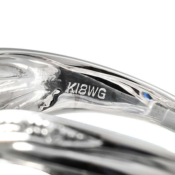 デザインリング マーキスカット 指輪 ブルーサファイア 0.26ct ダイヤモンド K18WG 11.5号 中古 プレラブド 返品OK『5％OFFクーポン対象』_画像3