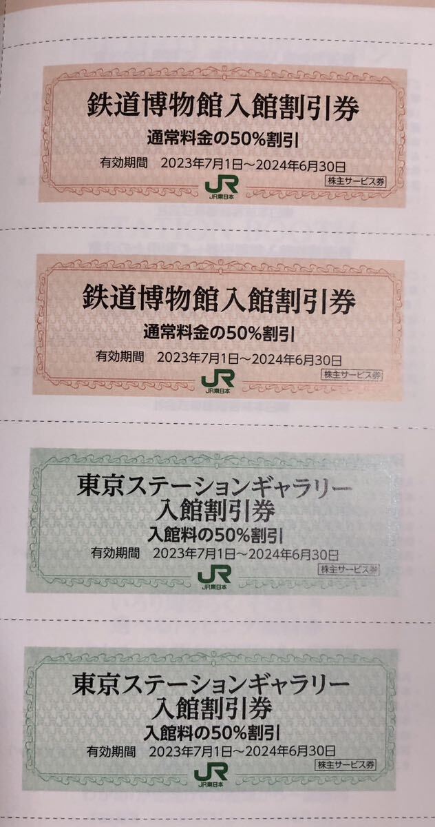 JR東日本株主優待割引券３枚＋サービス券｀2024｀年6月30日まで 運賃片道4割引_画像3
