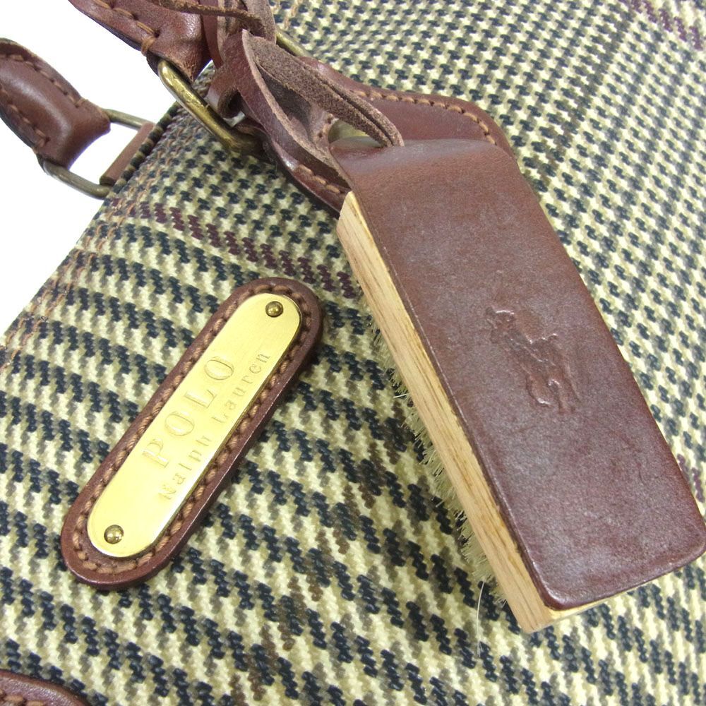 *Ralph Lauren Ralph Lauren Mini сумка "Boston bag" верх руль рука кожа Glenn проверка женский стандартный товар 1 иен старт 