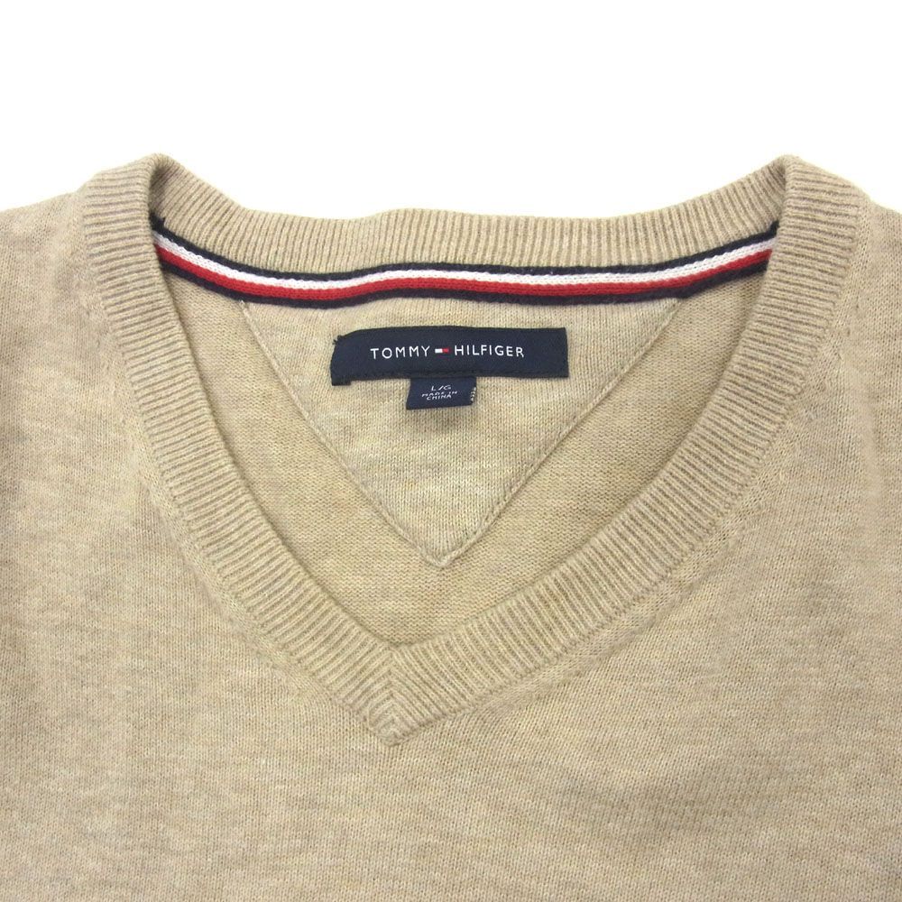 定価2万円●TOMMY HILFIGER トミーヒルフィガー ニット コットンセーター プルオーバー ハイゲージ メンズ Lサイズ 正規品 1円スタート_画像3