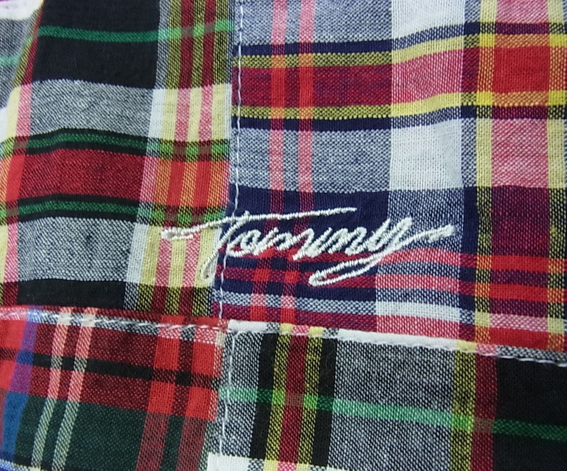 美品■TOMMY HILFIGER パッチワーク チェックシャツ 六分袖 メンズ 夏物 トミーヒルフィガー 1円スタート_画像5