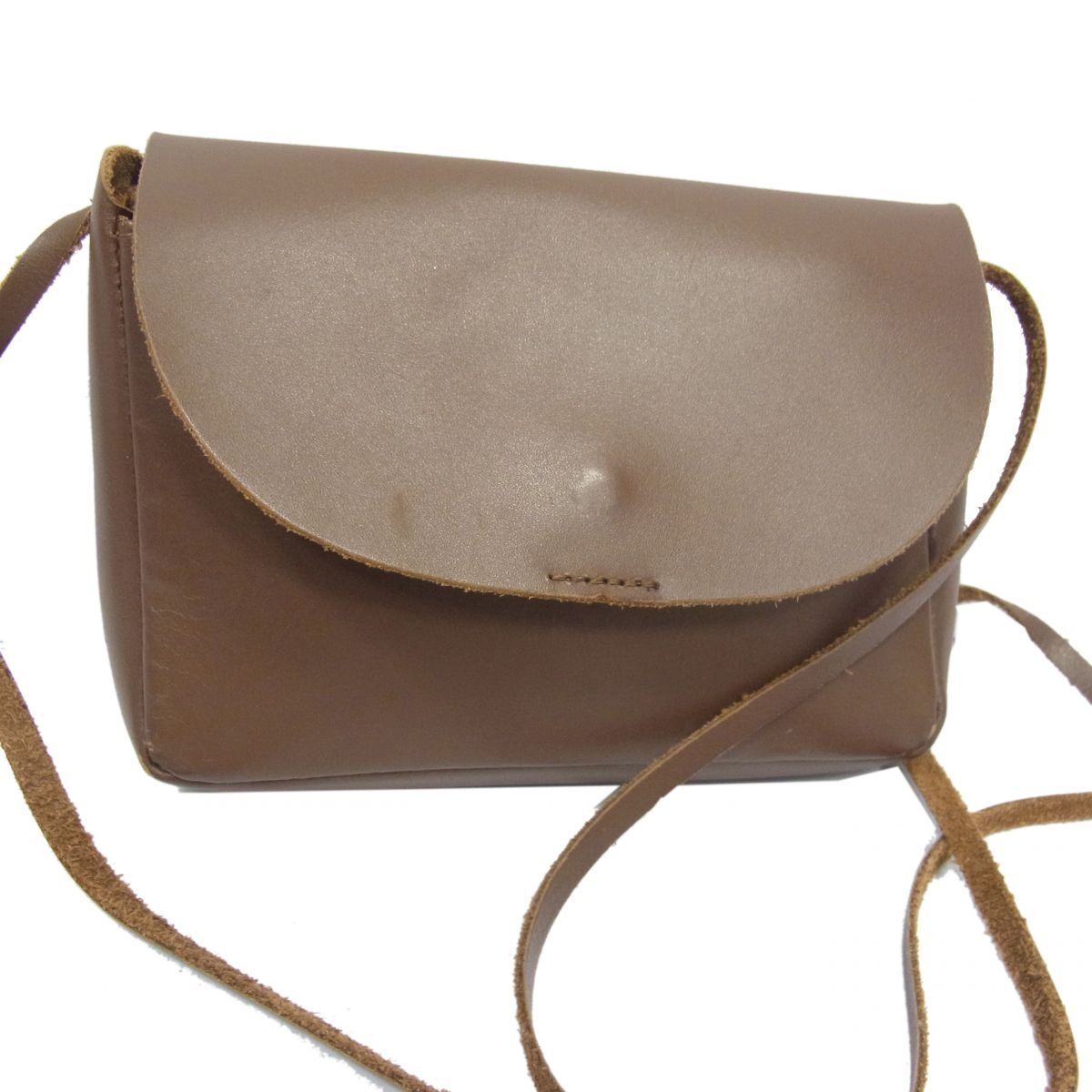 beautiful goods *Ampersand original leather shoulder bag pochette Anne pa Sand dark brown lady's 1 jpy start 