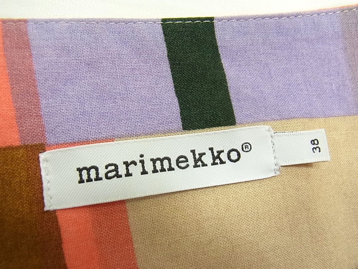 美品 定価3万◇marimekko Likka ワンピース 半袖 テキスタイル Hyppyraita ストライプ柄 ゆったりライン マリメッコ レディース_画像6