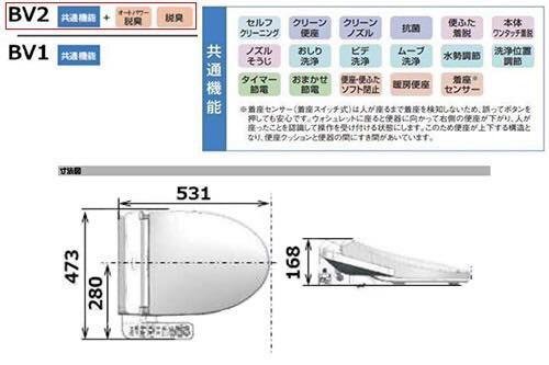 【新製品モデル・新品未開封品・メーカー保証付き】●TOTO 温水洗浄便座(貯湯式) ウォシュレット BV2 TCF2223E #SC1[パステルアイボリー]●_画像4