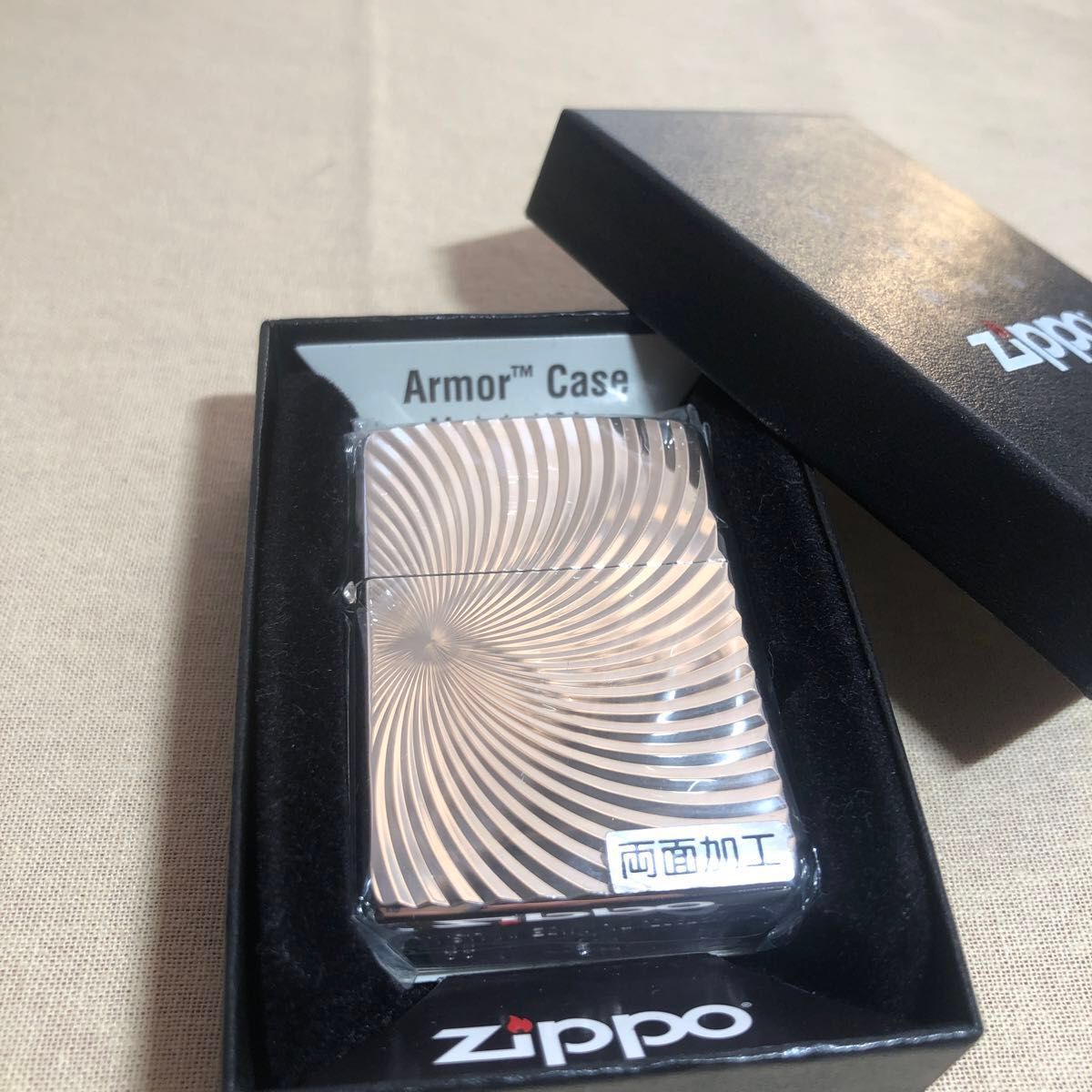 ZIPPO ライター スパイラルアーマー ジッポ ダイヤカット彫刻 両面加工 重厚モデル　メンズ　ギフト プレゼント